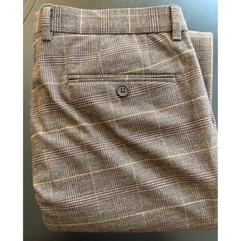 Ralph Lauren Dress Pants Men 34x29* Brown Windowpane Business Casual Office Prep
